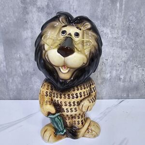 Vintage 60s Lefton Hubert‎ Lion Still Bank Ceramic With Glasses Exclusive Japan